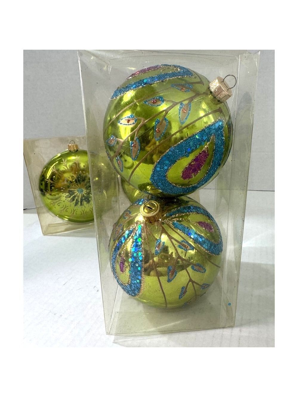 Lot of 20 Hobby Lobby + Home Goods Glass Christmas Ornaments Green Gold Silver - Picture 7 of 13